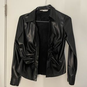NWT Zara pelted front leather shirt, size medium . Never worn